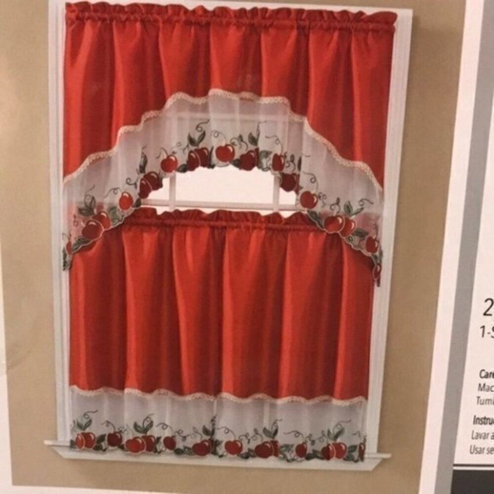 3PC Addy Embroidery Kitchen Curtain Set